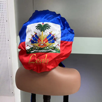 Bonnets de nuit, taies d'oreiller, masques pour les yeux et durags en satin doux de luxe avec drapeau d'Haïti - Impression numérique sur soie pour sports d'hiver et voyages