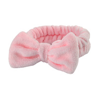 Lot économique d'accessoires de lavage du visage pour fille : Bandeau pour le visage et bandeau de poignet, en peluche absorbante et résistante à l'humidité, avec nœud
