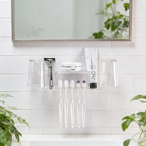 Suporte Para Escova De Dentes Portable Toothbrush Tooth Brush <b>Holder</b> With <b>Toothpaste</b> Dispenser Cups Wall Mounted - Product Image 2