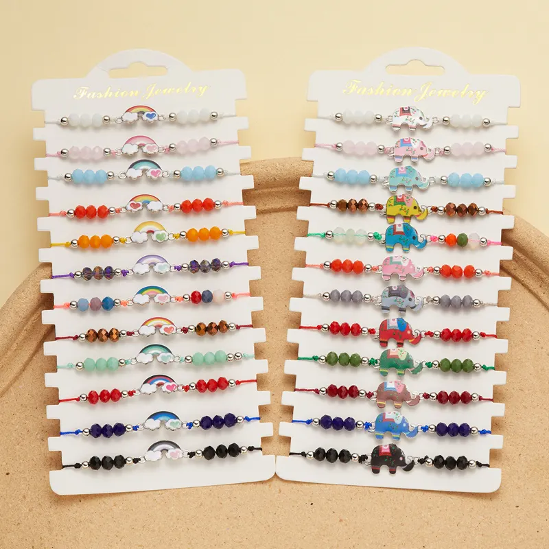 12pcs/set Colorful Turtle Animal Charms Braided Bracelet for Women Bohemian Crystal Bead Rope Chain Yoga Bracelet Anklet Jewelry