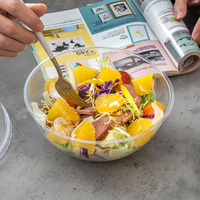 Bol à salade en PET transparent, profond et rond, en plastique de qualité alimentaire, jetable, pour mousse, gâteau, dessert, salade de fruits, emballage à emporter