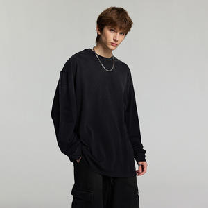 T-Shirt Unisex a Maniche Lunghe in 100% Cotone Lavato, Oversize, Pesante, Vintage, Strappato, con Logo Personalizzabile - Product Image 1