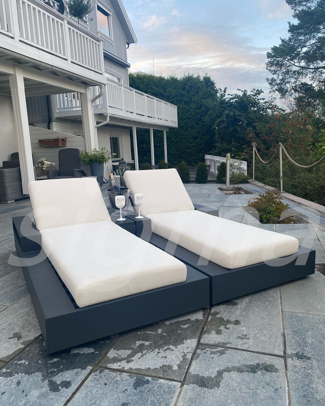 hotel luxury aluminum outdoor furniture set modern chaise beach sun lounger garden day for sale