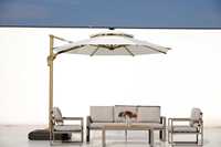 Parasol latéral en aluminium imperméable avec lumière LED pour cour, patio et plage
