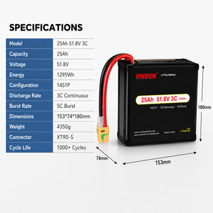 Batterie Lipo 25Ah 22.2V pour drone de pulvérisation agricole, longue autonomie, décharge 3C, pack de batteries rechargeables, prise personnalisée - Product Image 3