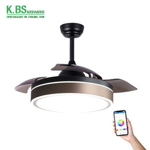 Ventilateur de plafond nordique caché moderne à 4 pales ABS rétractables pour éclairage de salon - Product Image 1