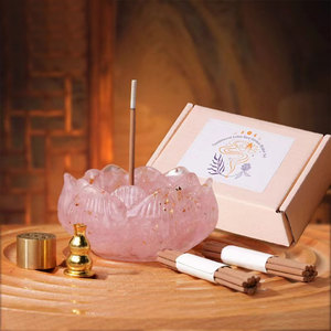 Atacado: Conjunto de Resina com Lótus e Flores de Lótus, com Chips de Cristal Epóxi para Aromatizador de Cristal, e Varetas de Incenso, para Presentes - Product Image 6