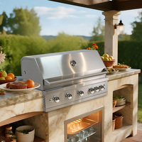 Barbecue à gaz CE moderne haut de gamme encastrable en acier inoxydable 304 pour extérieur, cuisine domestique, cour, jardin, GPL/GN, 5 brûleurs avec brûleur arrière