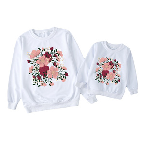 Personnalisé automne correspondant famille chemise grande fleur imprimé sweat-shirt maman <span class=keywords><strong>papa</strong></span> et moi vêtements privé impression Logo vêtements - Product Image 1