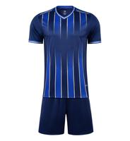 Último diseño de uniforme de fútbol de poliéster de tamaño personalizado uniforme de fútbol para la venta Jersey y pantalones cortos conjunto de fútbol al por mayor en Stock