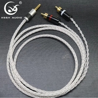 Câble audio auxiliaire plaqué argent 8 cœurs HIFI, diamètre 3,8 mm, 4,4 mm vers 2RCA, extension DIY, OEM personnalisable, câble audio-vidéo