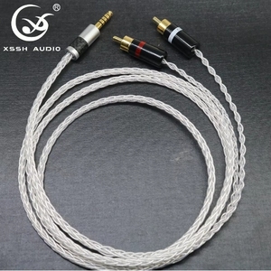 Câble audio auxiliaire plaqué argent à 8 cœurs <span class=keywords><strong>HIFI</strong></span> 3.8mm de diamètre 4.4mm à 2 RCA Extension DIY/OEM Câble audio et vidéo personnalisable - Product Image 1