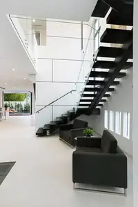 Escalera de suspensión de diseño interior CBMmart con barandilla de vidrio templado Escalera recta de un solo haz
