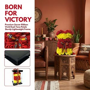 Ours en fleurs artificielles pour supporters de football espagnols avec ruban drapeau espagnol, cadeau idéal pour les passionnés de football dans un coffret cadeau - Product Image 3