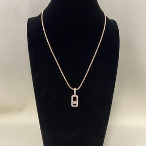 Collares de Plata de Ley 925 con Circonita para Mujer - Cadena de Eslabones Cuadrados Geométricos Chapados en Oro de Moda, Regalo para Compromiso, Boda, Fiesta - Product Image 2