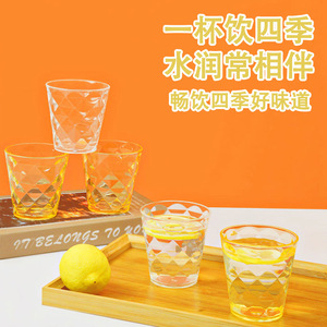 Vaso de Plástico con Diseño de Diamantes, Dorado Transparente, Grueso, Resistente a Caídas y Altas Temperaturas, para Agua, Jugos y Bares - Product Image 2