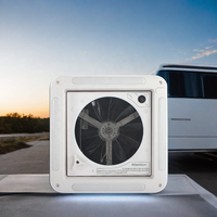 Ventilateur de toit HEYRV 280MM CE DC12V à commande manuelle avec lumière LED et couvercle fumé anti-jaunissement pour camping-car, caravane
