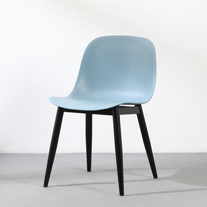Modern Designer Dining Chair With <b>Backrest</b> Plastic Seat Black Legs Nordic Style Home Furniture Adult Use - Product Image 2