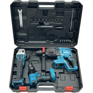 Ananke Tools – Kit industriel sans fil 4 pièces : Perceuse à percussion sans balais, Clé à chocs, Meuleuse d'angle, 220V, Bleu+Noir - Product Image 6