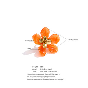 JINYOU 6233 Vibrant Summer Style Orange Glossy Resin Petal <strong>Ring</strong> Stainless Steel Adjustable Floral <strong>Statement</strong> <strong>Ring</strong> - Product Image 6