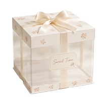 Boîte à gâteau carrée autoportante personnalisable avec fenêtre transparente, recyclable, portable, en papier, pour emballage de gâteaux et snacks mats