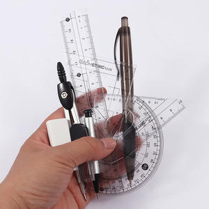 Foska fournitures scolaires règles gomme crayon plomb recharges boussole 8 pièces géométrie ensemble avec 2 couches incassable boîte de rangement emballage - Product Image 2