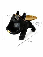 Figurine de Rangement Bouledogue Français en Résine avec Plateau Métallique, Porte-Clés, Organisateur de Vaisselle, Décoration d'Intérieur, Cadeau de Pendaison de Crémaillère