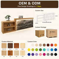 Comptoir de réception moderne à double niveau avec design de style industriel, adapté aux groupes de construction, OEM