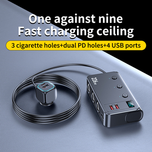 226W 9IN1 1-meter Extension <b>Cable</b> Newly Upgraded Gan Chip Dual PD Ports Simultaneous <b>Charging</b> of Multiple Products Car Charger - Product Image 3