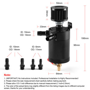 Tanque de Captura de Aceite de Dos Orificios con Válvula de Filtro de Aire, Nuevo, 5 Conectores, Tubo de Escape, Tanque de Recuperación de Aceite para Modificación de Automóviles - Product Image 4