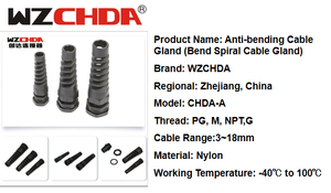 Pg21 xoắn ốc chống uốn cáp tuyến không thấm nước Nylon PA IP68 độ bảo vệ cho 12 ~ 16 Mét Khớp nhựa bảo vệ cáp - Product Image 2