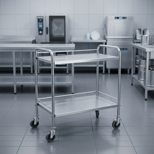 Chariot médical en acier inoxydable de qualité supérieure avec deux étagères pour usage hospitalier, disponible au prix de gros - Product Image 3