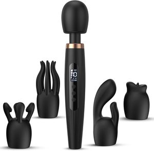 Masseur à baguette BANSEY 5 en 1 avec 4 accessoires, 10 modes de vibration, écran LED, stimulateur du point G, du clitoris et de la prostate - Product Image 1