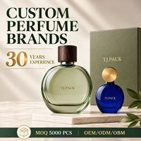 Flacon de parfum rond vert 50 ml avec bouchon marron et mini flacon bleu pour emballage de parfum en marque blanche