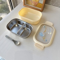 Boîte à lunch isotherme en acier inoxydable pour étudiants et employés de bureau, boîte bento portable à double compartiment, capacité 1-3L, Instagram