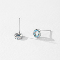 Boucles d'oreilles clous ouvertes rondes en argent sterling 925 plaqué rhodium avec turquoise synthétique Mylove Custom Basic Fine – Vente en gros