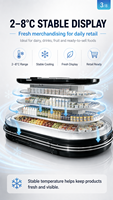 Multideck open display koeler semi verticale ronde vierkante eilandkoelkast voor supermarkt fruit groenten dranken