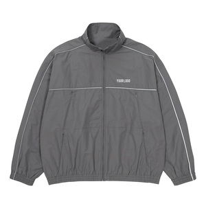Healy Unisex Black Lightweight Polyester <b>Track</b> <b>Jacket</b> Full Sleeve Stand Collar Zipper Front Logo Sporty Design Spring Adult Size - Product Image 4