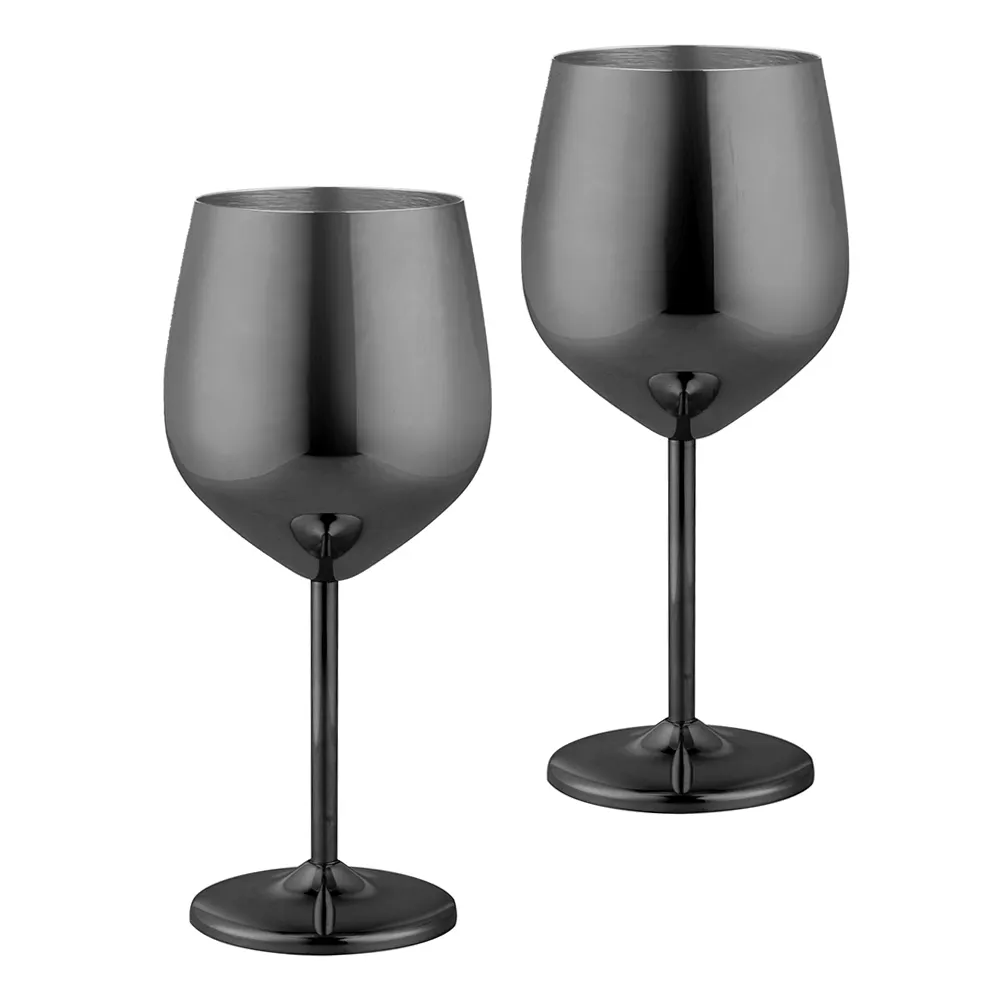 Özel bakır kaplama Gun siyah altın gümüş Goblet bardak şarap bardağı 16OZ Metal kırmızı şarap kadehleri Martini cam şarap seti