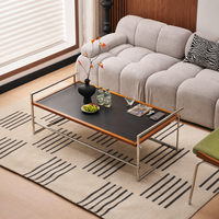 Tables basses en acier inoxydable, réversibles, style rétro du milieu du siècle, avec cadre en métal, étagère inférieure, table à thé, Mesa De Centro