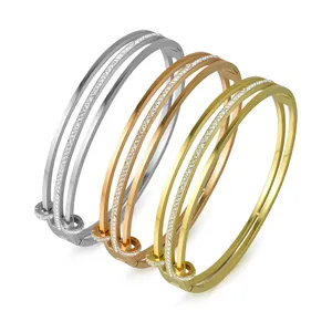 Women Jewelry Bracelet Bangle Stainless Steel 18K Gold Plating Cheap Shiny Simple Fashion Bangle