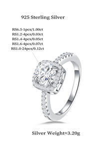 Aivenchy anello da <span class=keywords><strong>donna</strong></span> con diamanti coltivati da laboratorio in <span class=keywords><strong>argento</strong></span> Sterling S925 anello da dito in rodio da <span class=keywords><strong>donna</strong></span> in Moissanite - Product Image 3