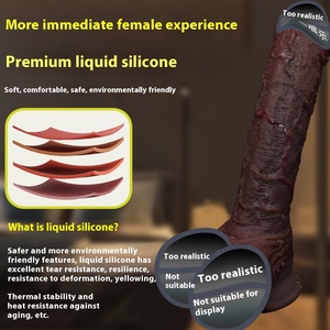 液体シリコーンABS TPE供給品から作られた新しい柔らかいシリコーン肉黒馬偽ペニス大人女性セックスディルドマスターベター - Product Image 3