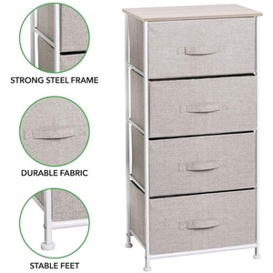 Commode <span class=keywords><strong>de</strong></span> <span class=keywords><strong>rangement</strong></span> en cubes, tour <span class=keywords><strong>de</strong></span> <span class=keywords><strong>rangement</strong></span>, construite en acier peint, plateau en bois et 4 cubes <span class=keywords><strong>de</strong></span> <span class=keywords><strong>rangement</strong></span> en tissu pliables - Product Image 4