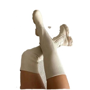 Botas de Inverno de Moda com Cadarço, Botas de Malha Elástica até o Joelho <span class=keywords><strong>para</strong></span> Mulheres - Product Image 2