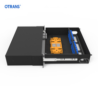 Rak Panel Patch Fiber Optik 19INCH 2U 96 Port FTTH dengan Tray Geser, Terpasang di Rak, Baja Dingin Hitam, Garansi 3 Tahun
