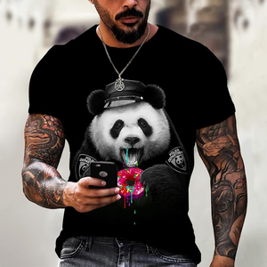 Maglietta <span class=keywords><strong>da</strong></span> uomo 3D <span class=keywords><strong>Panda</strong></span> stile divertente stampa breve stile Hip Hop occhiali <span class=keywords><strong>da</strong></span> sole uomo sublimazione t-shirt Streetwear - Product Image 4