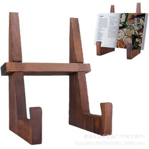 Solid Wood <b>Tablet</b> <b>Stand</b> 8.8in Height Desktop Display Rack <b>For</b> Recipe Book Record Holder - Product Image 4