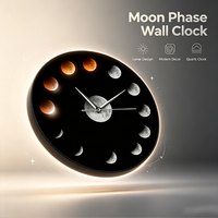 Jam Tangan Kuarsa Fase Bulan, Super Moon, Kuarsa Astronomi, Jam Dinding Fase Bulan, Gaya Retro Plastik, Lampu Malam Pintar