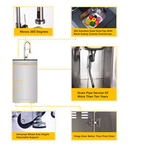 En stock entrepôt USA – Offre Spéciale Été : Grills de jardin, Ensemble de cuisine extérieure modulaire en acier inoxydable 304 avec évier, robinets et rangement - Product Image 4